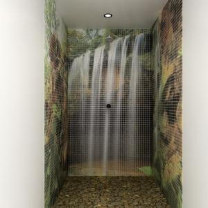 HD glass mosaic tiles Shower in the nature