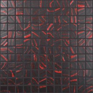 Vidrepur mosaic Negro Trazos Rojos 25x25